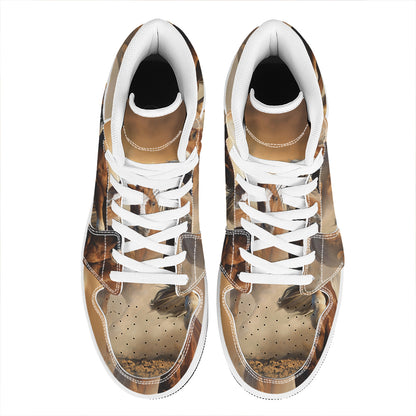 Running Wild Horses Print High Top Leather Sneakers