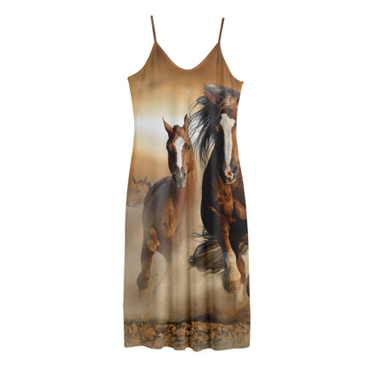 Running Wild Horses Print Jersey Midi Cami Dress