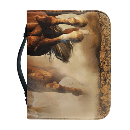 Running Wild Horses Print Leather Bible Cover
