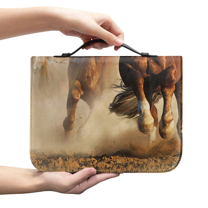 Running Wild Horses Print Leather Bible Cover