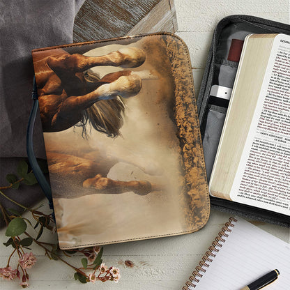 Running Wild Horses Print Leather Bible Cover