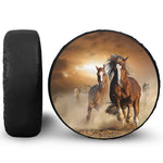 Running Wild Horses Print Leather Spare Tire Cover