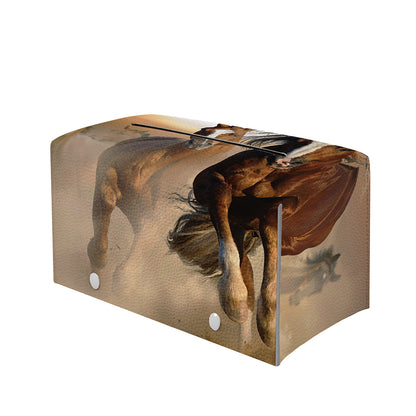 Running Wild Horses Print Leather Tissue Box Cover