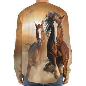 Running Wild Horses Print Long Sleeve Baseball Jersey