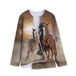Running Wild Horses Print Long Sleeve Short Coat