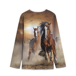 Running Wild Horses Print Long Sleeve Short Coat