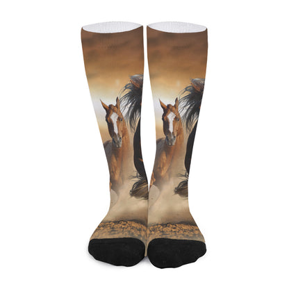 Running Wild Horses Print Long Socks
