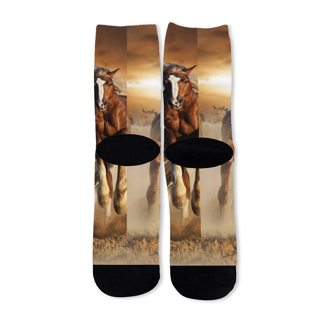 Running Wild Horses Print Long Socks