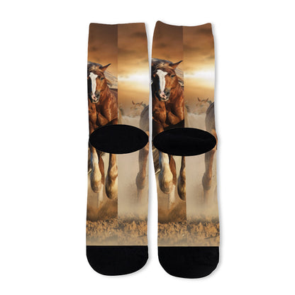 Running Wild Horses Print Long Socks