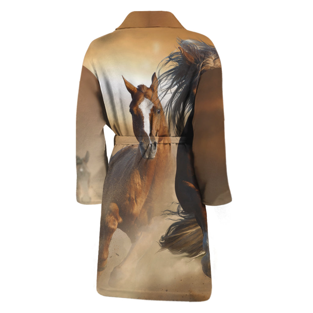 Running Wild Horses Print Men's Bathrobe