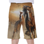 Running Wild Horses Print Men's Beach Shorts