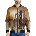 Running Wild Horses Print Men's Bomber Jacket