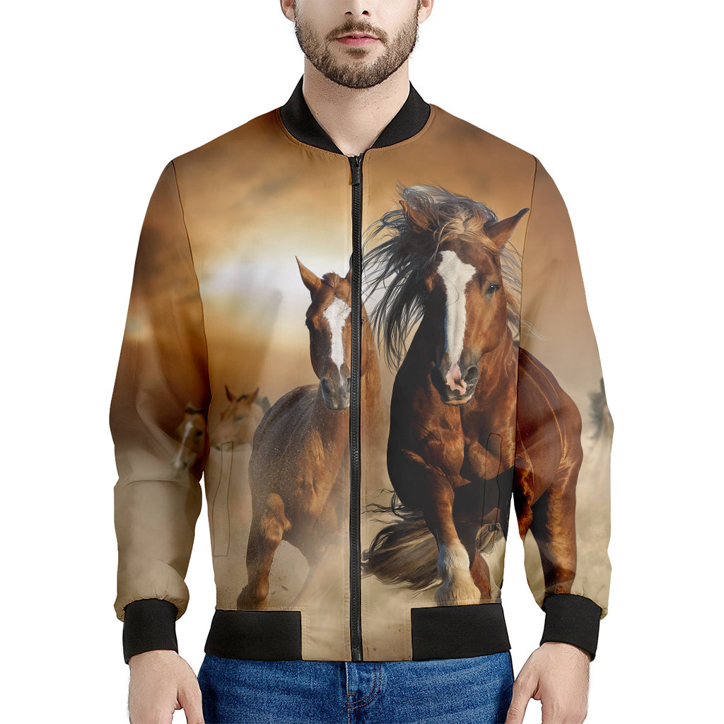 Running Wild Horses Print Men's Bomber Jacket