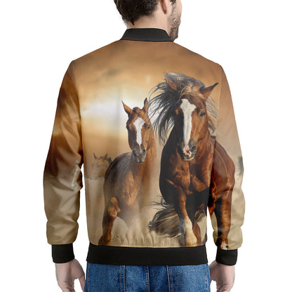 Running Wild Horses Print Men's Bomber Jacket