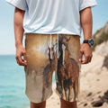 Running Wild Horses Print Men's Cargo Shorts