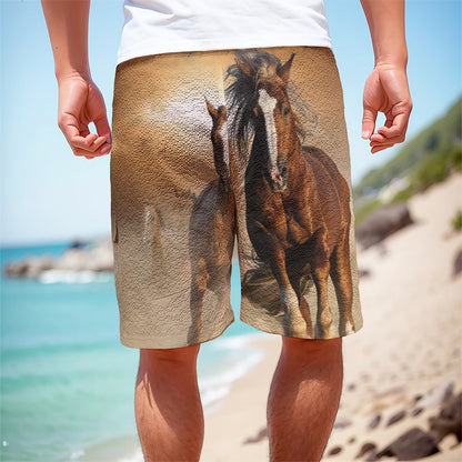 Running Wild Horses Print Men's Cargo Shorts