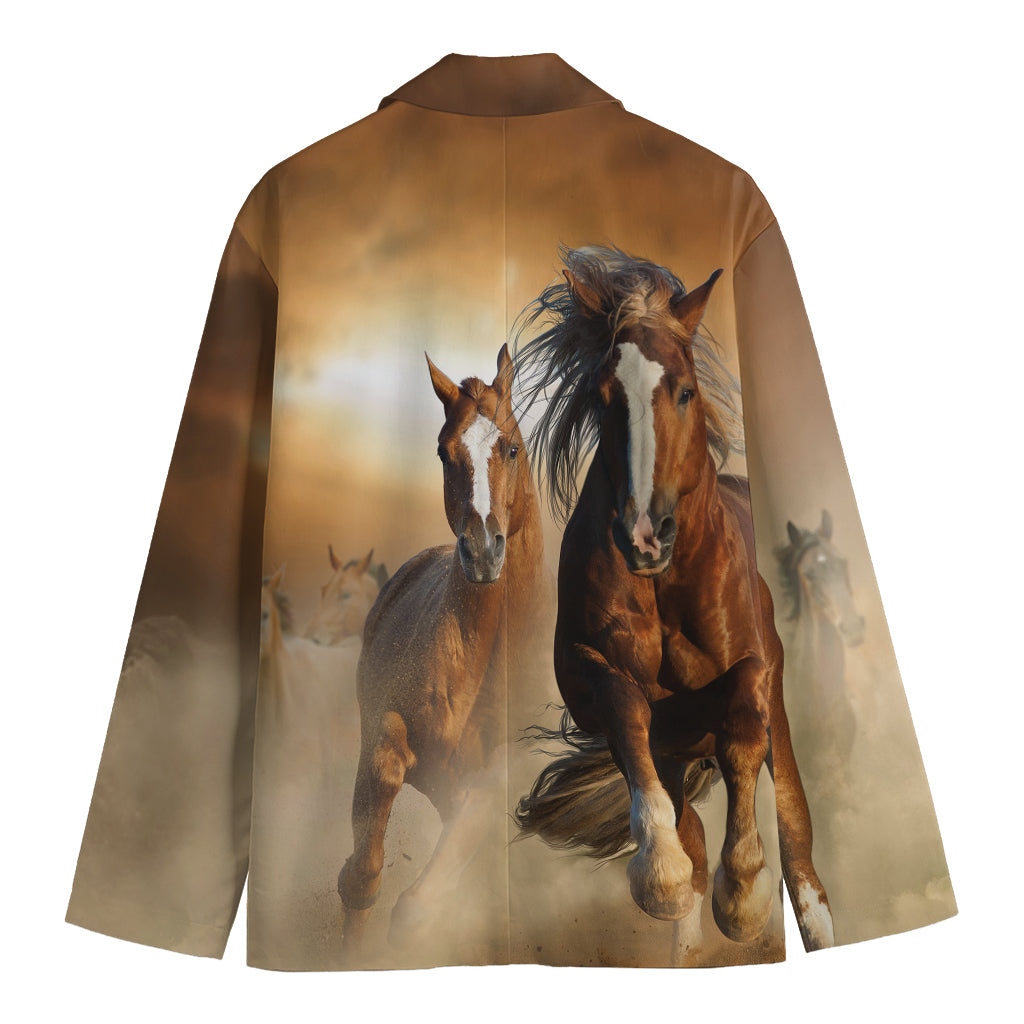 Running Wild Horses Print Men's Cotton Blazer