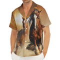 Running Wild Horses Print Men's Deep V-Neck Shirt