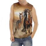 Running Wild Horses Print Men's Fitness Tank Top