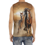 Running Wild Horses Print Men's Fitness Tank Top