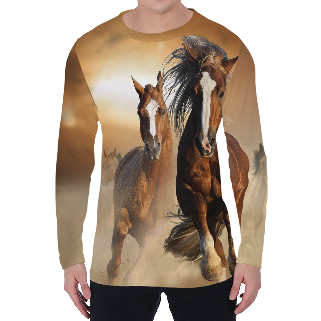 Running Wild Horses Print Men's Long Sleeve T-Shirt