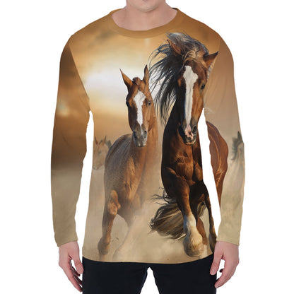 Running Wild Horses Print Men's Long Sleeve T-Shirt