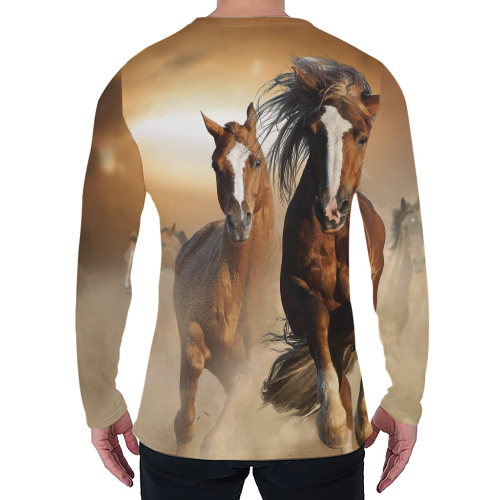 Running Wild Horses Print Men's Long Sleeve T-Shirt