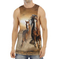 Running Wild Horses Print Men's Muscle Tank Top