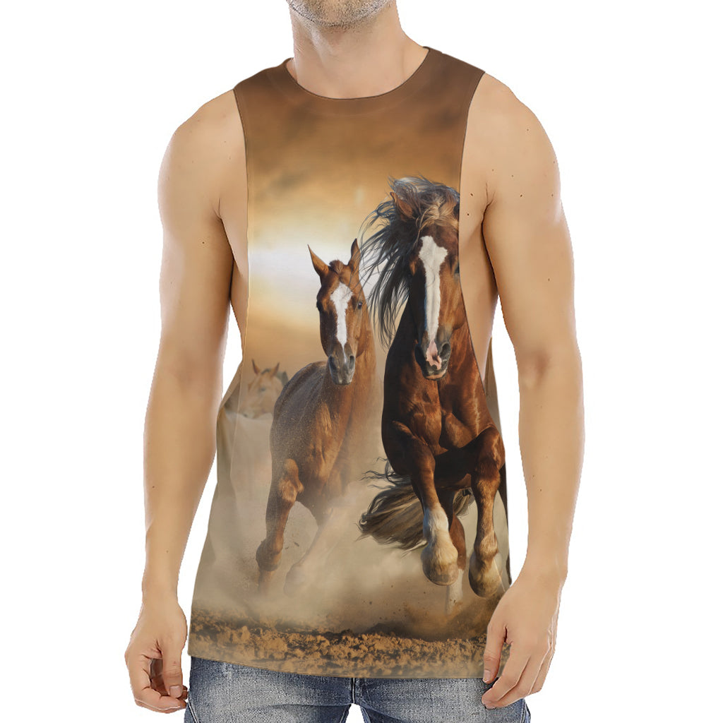 Running Wild Horses Print Men's Muscle Tank Top