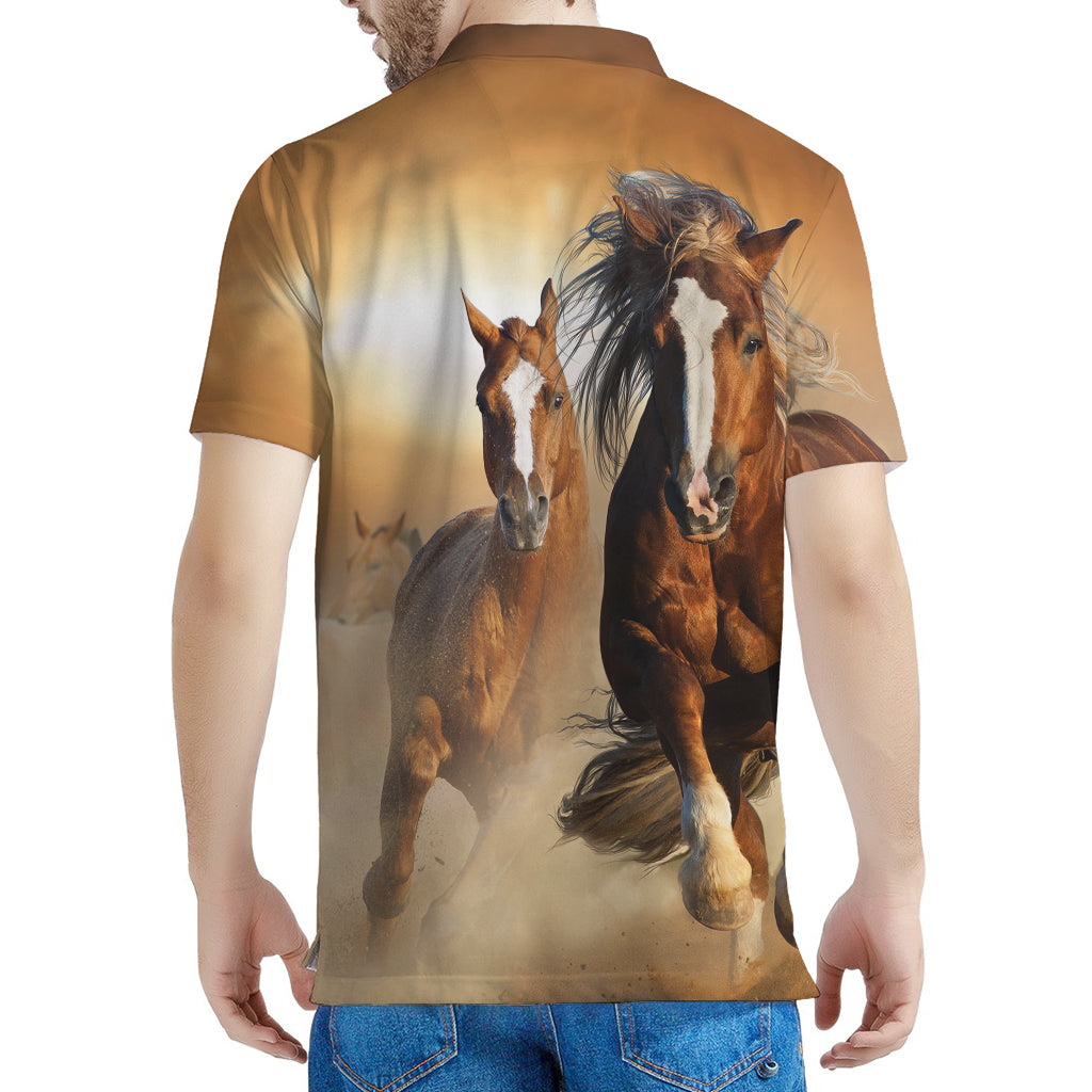 Running Wild Horses Print Men's Polo Shirt