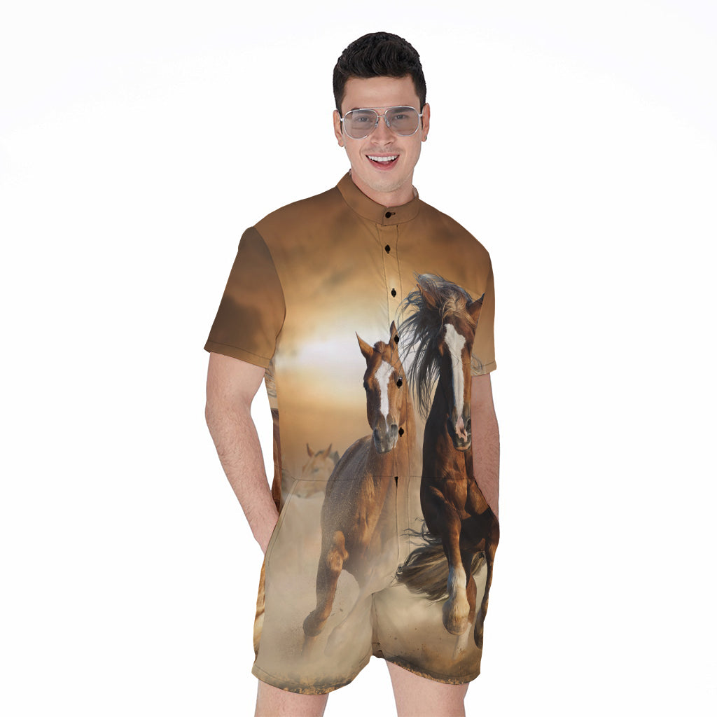 Running Wild Horses Print Men's Rompers