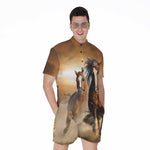 Running Wild Horses Print Men's Rompers