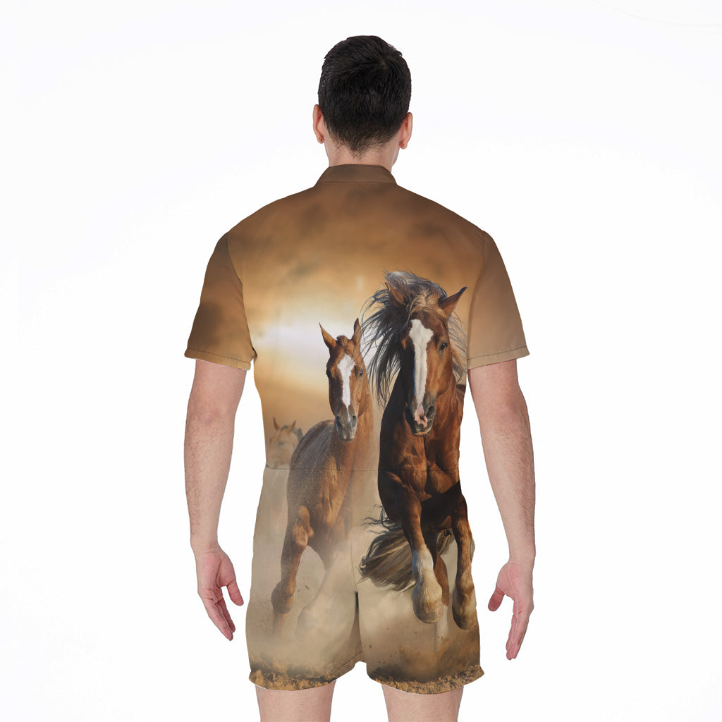 Running Wild Horses Print Men's Rompers