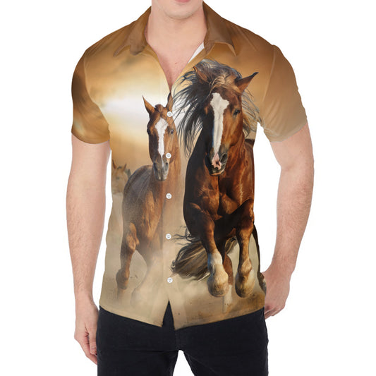 Running Wild Horses Print Men's Shirt
