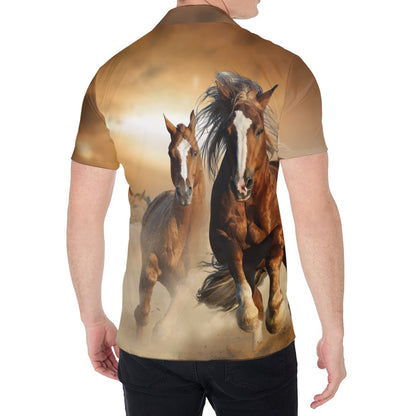Running Wild Horses Print Men's Shirt