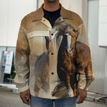 Running Wild Horses Print Men's Shirt Jacket