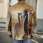 Running Wild Horses Print Men's Shirt Jacket