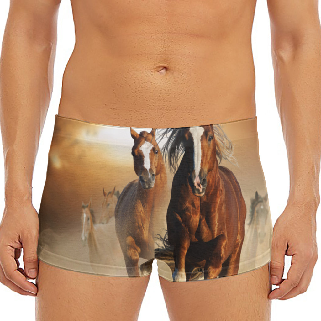 Running Wild Horses Print Men's Short Boxer Briefs