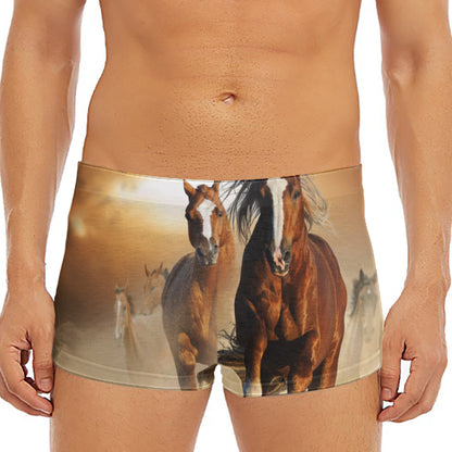 Running Wild Horses Print Men's Short Boxer Briefs