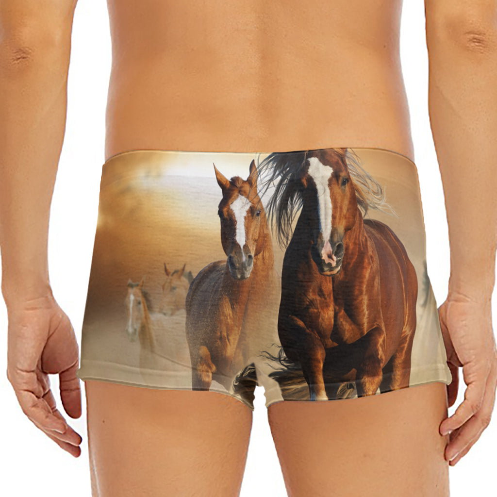 Running Wild Horses Print Men's Short Boxer Briefs