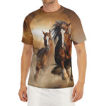 Running Wild Horses Print Men's Short Sleeve Rash Guard
