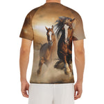 Running Wild Horses Print Men's Short Sleeve Rash Guard