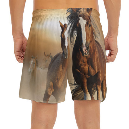 Running Wild Horses Print Men's Split Running Shorts