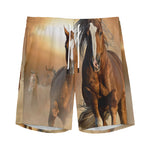 Running Wild Horses Print Men's Sports Shorts