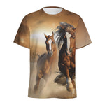 Running Wild Horses Print Men's Sports T-Shirt