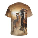 Running Wild Horses Print Men's Sports T-Shirt