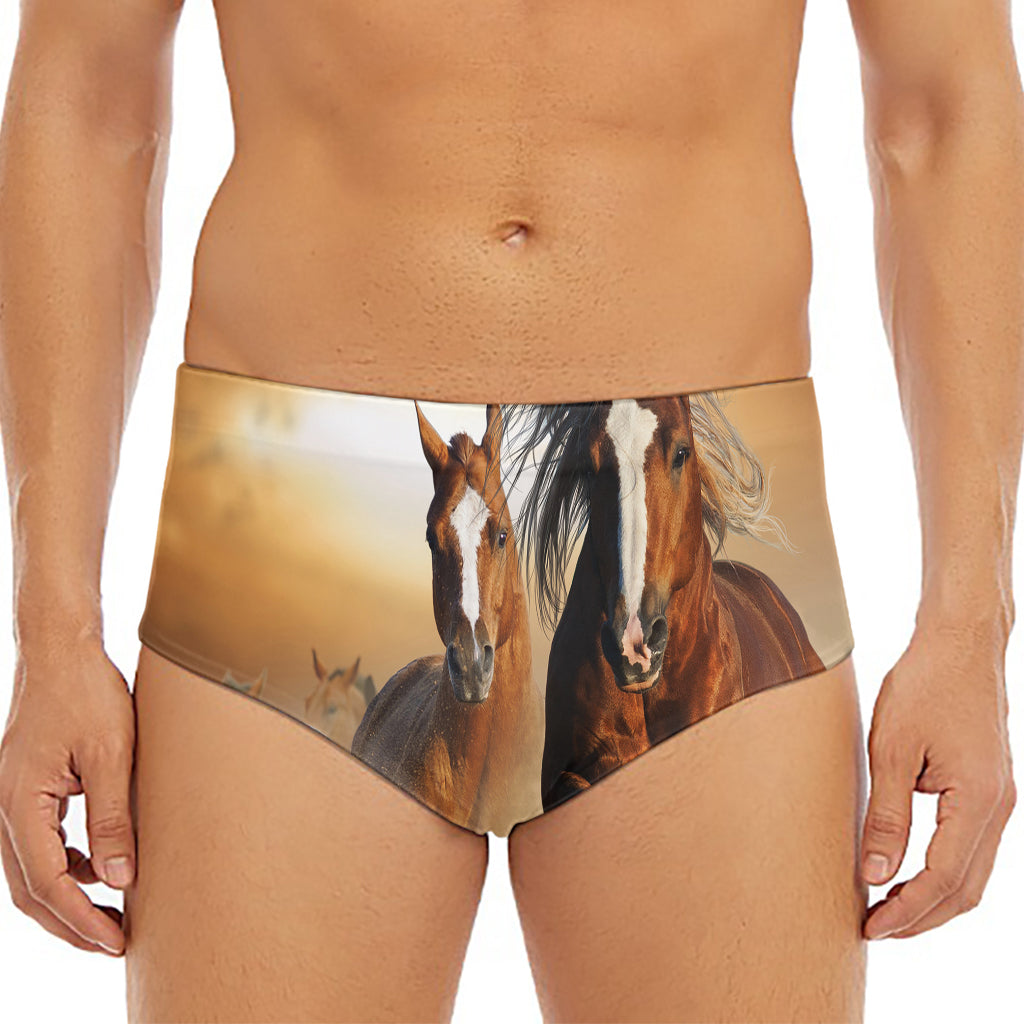 Running Wild Horses Print Men's Triangle Swim Briefs