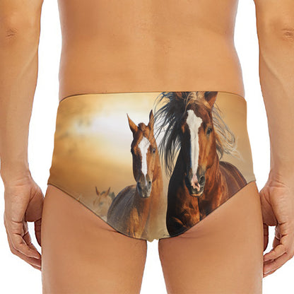 Running Wild Horses Print Men's Triangle Swim Briefs