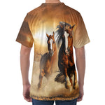 Running Wild Horses Print Men's Velvet T-Shirt