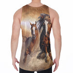 Running Wild Horses Print Men's Velvet Tank Top
